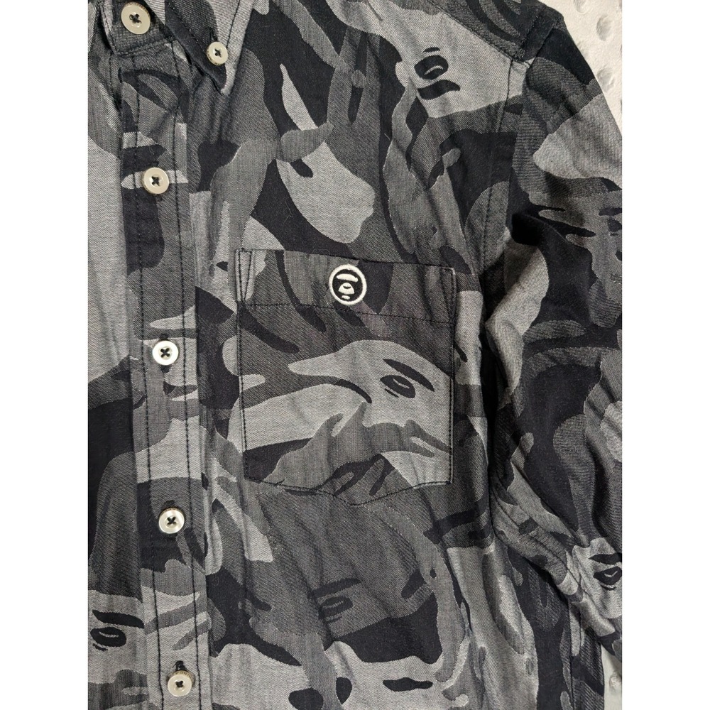 AAPE By a Bathing Ape Long Sleeve Button Down Shirt Men's Medium Camo Slim Fit - Picture 3 of 14